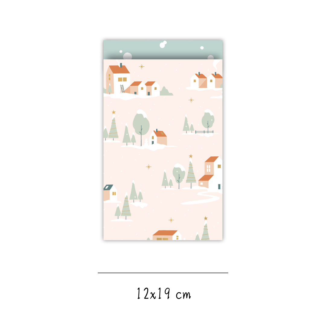 Cadeauzakje huisjes 12x19 cm (5 stuks)