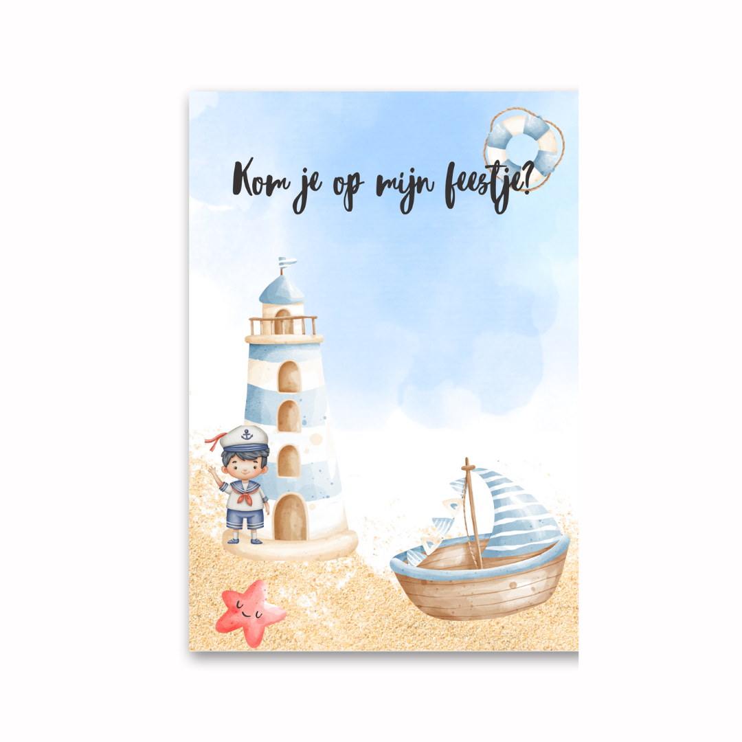 Uitnodigingskaarten Matroos (8 stuks)