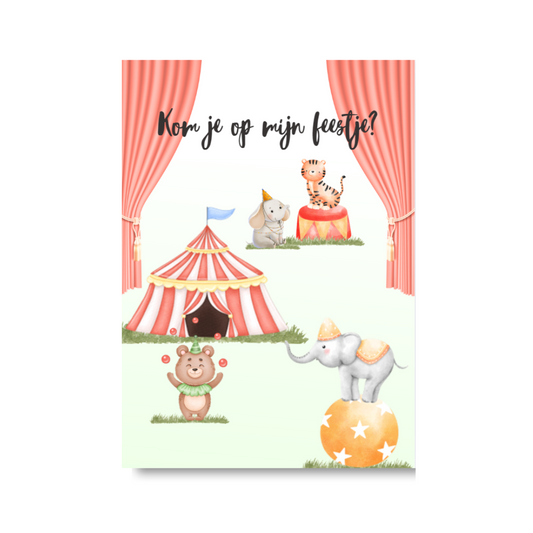 Uitnodigingskaarten Circus (8 stuks)
