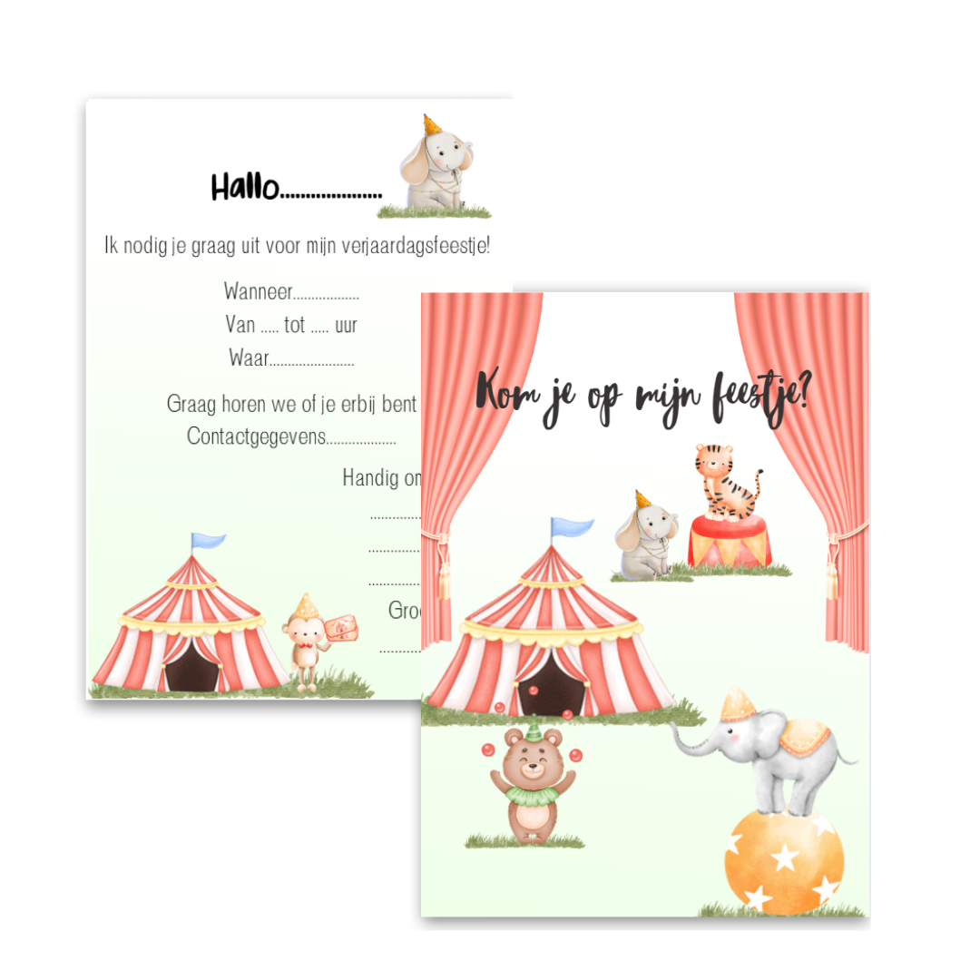 Uitnodigingskaarten Circus (8 stuks)