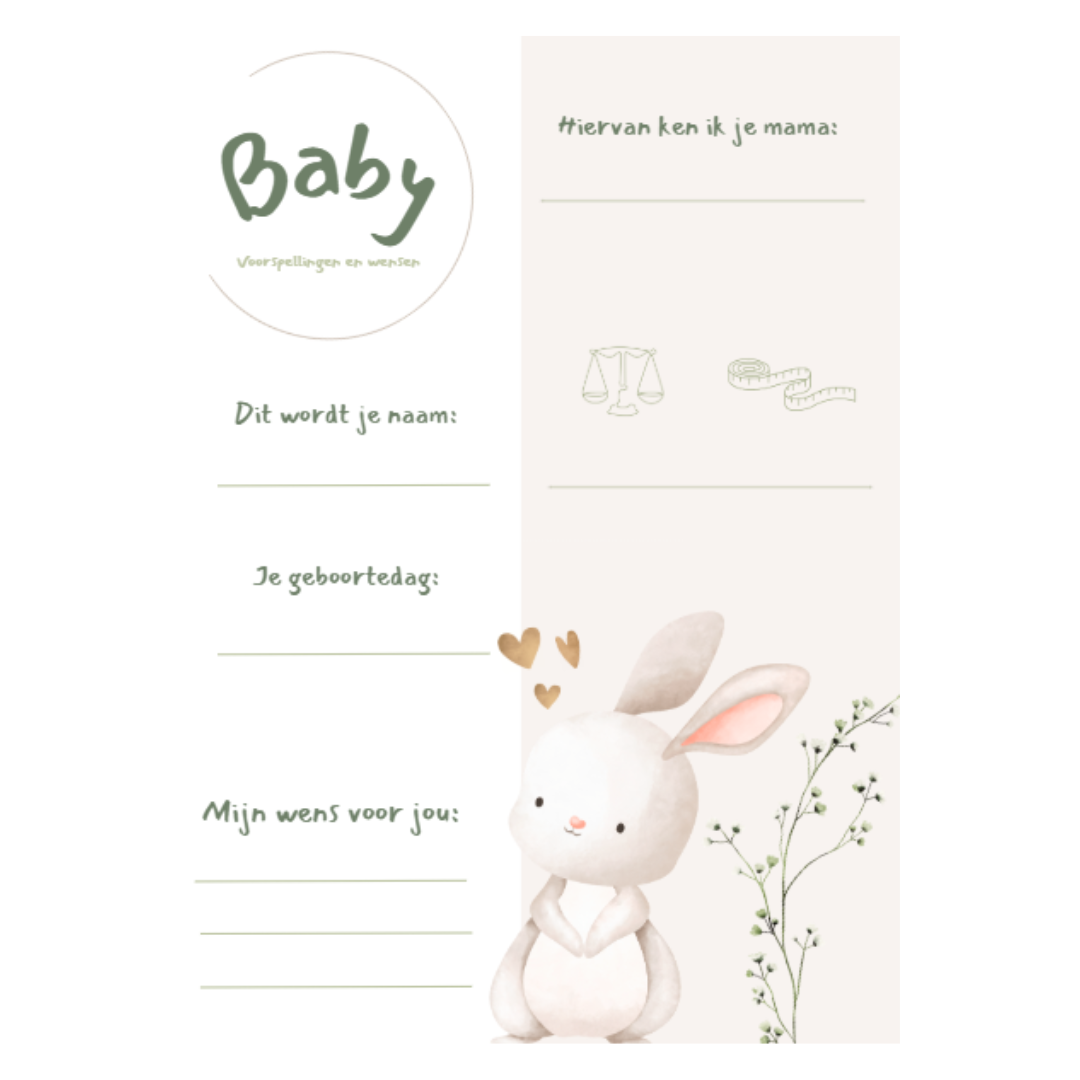Invulkaarten babyshower incl. bewaarring