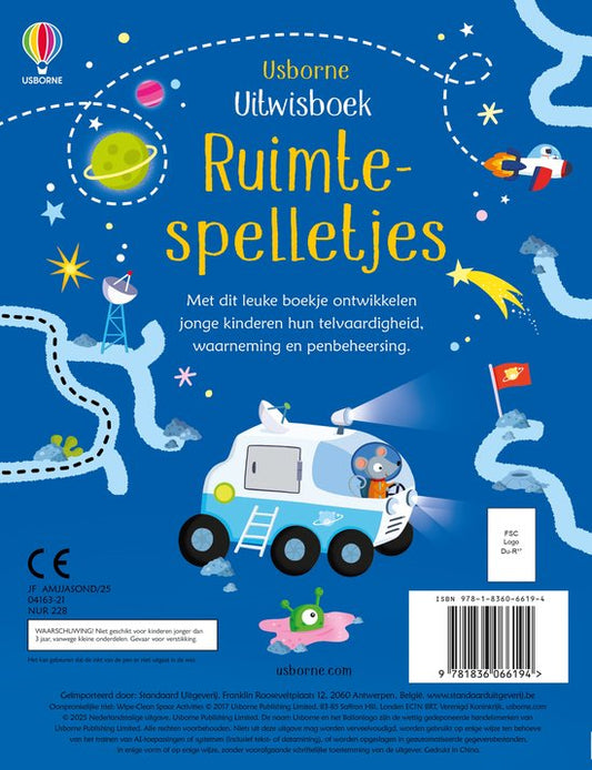 Usborne uitwisboek – Ruimtespelletjes