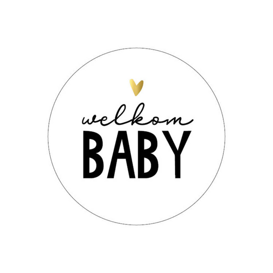 Sticker welkom baby + gouden glansfolie