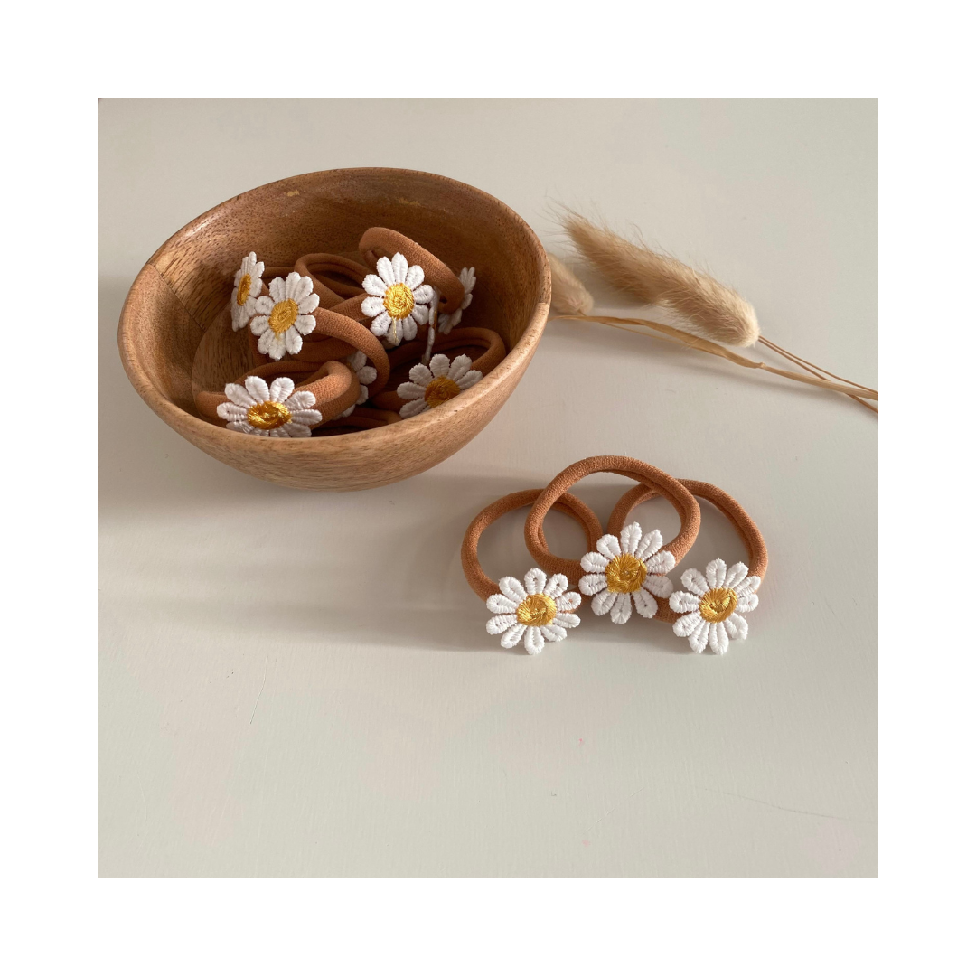 Haarelastiekjes madelief (4 stuks)