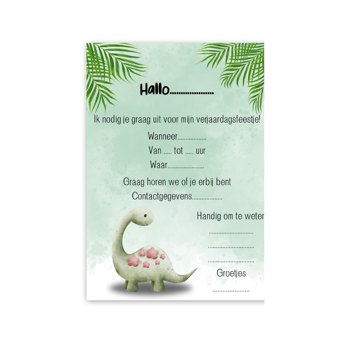 Uitnodigingskaarten Dino (8 stuks)