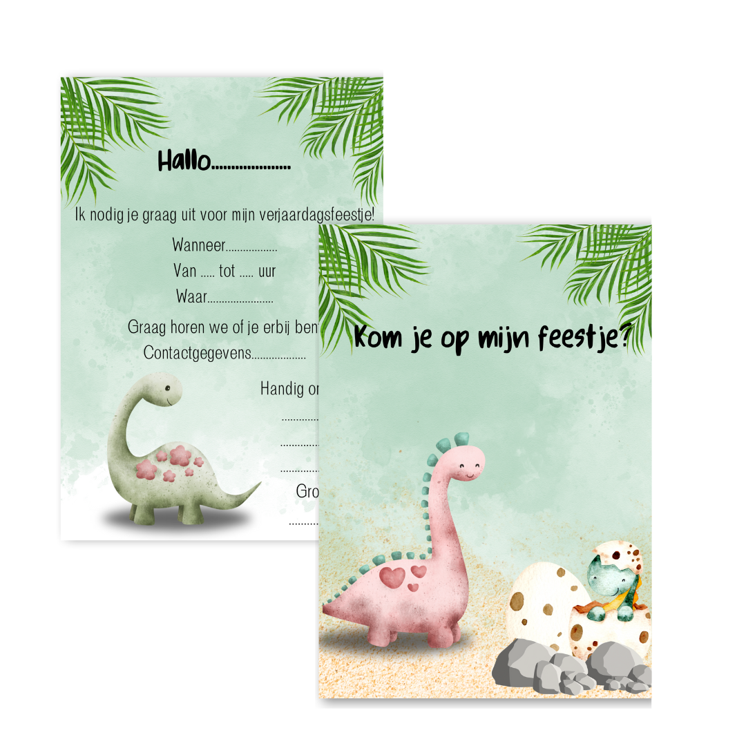Uitnodigingskaarten Dino (8 stuks)