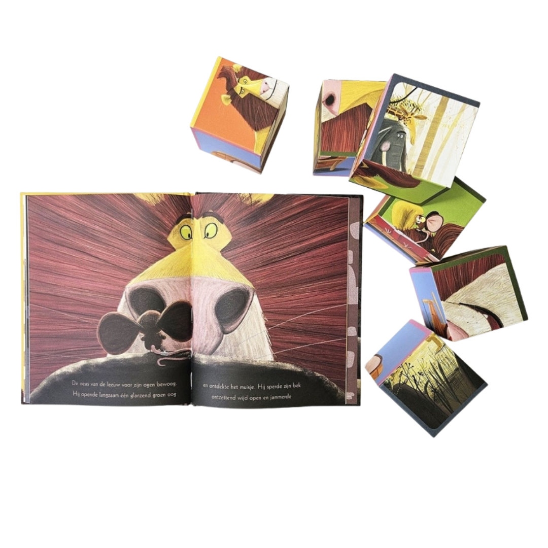 Leeuw in de muis boek met puzzel