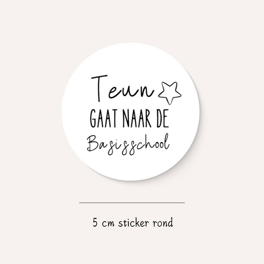Traktatiesticker naam + gaat naar de basisschool (10 stuks)