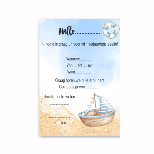 Uitnodigingskaarten Matroos (8 stuks)