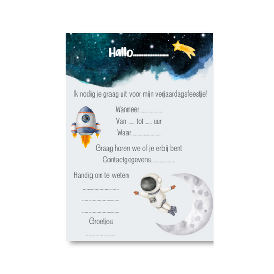 Uitnodigingskaarten Ruimte (8 stuks)